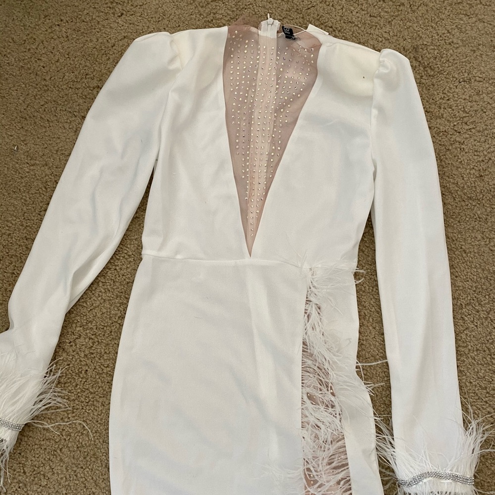 White Dress with Feathers